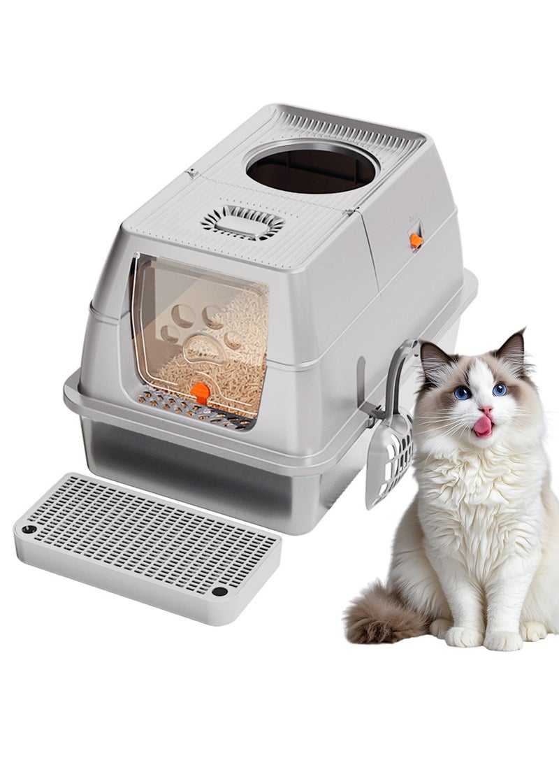 كيدل صندوق فضلات قطط مغلق بالكامل، مرحاض قطط مغطى بالكامل، سعة كبيرة - Image 2